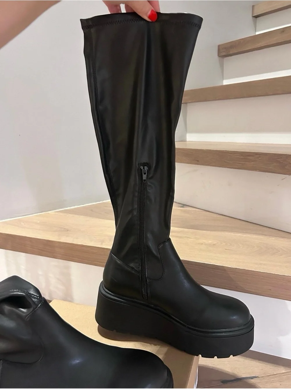 Anker Black Platform Knee-High Boots